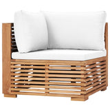 NNEVL Garden Corner Sofa with Cream Cushion Solid Teak Wood