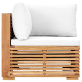 NNEVL Garden Corner Sofa with Cream Cushion Solid Teak Wood