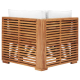 NNEVL Garden Corner Sofa with Cream Cushion Solid Teak Wood