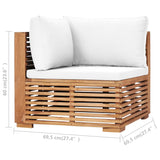NNEVL Garden Corner Sofa with Cream Cushion Solid Teak Wood