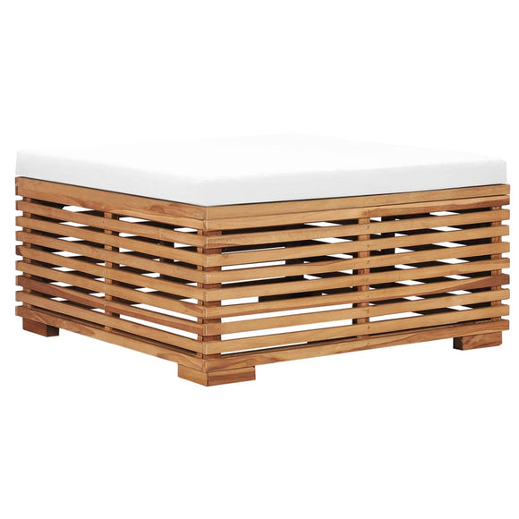 NNEVL Garden Footrest with Cream Cushion Solid Teak Wood