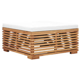 NNEVL Garden Footrest with Cream Cushion Solid Teak Wood