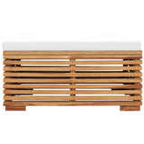 NNEVL Garden Footrest with Cream Cushion Solid Teak Wood
