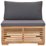 NNEVL Garden Middle Sofa with Grey Cushion Solid Teak Wood