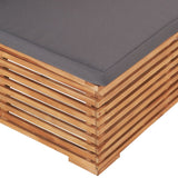 NNEVL Garden Middle Sofa with Grey Cushion Solid Teak Wood