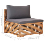 NNEVL Garden Middle Sofa with Grey Cushion Solid Teak Wood