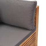 NNEVL Garden Corner Sofa with Grey Cushion Solid Teak Wood