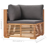 NNEVL Garden Corner Sofa with Grey Cushion Solid Teak Wood