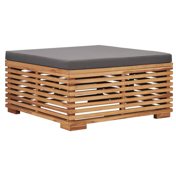NNEVL Garden Footrest with Grey Cushion Solid Teak Wood