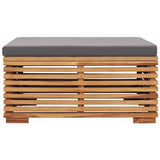 NNEVL Garden Footrest with Grey Cushion Solid Teak Wood