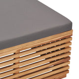 NNEVL Garden Footrest with Grey Cushion Solid Teak Wood