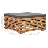 NNEVL Garden Footrest with Grey Cushion Solid Teak Wood