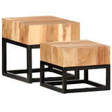 NNEVL Side Tables 2 pcs Solid Acacia Wood