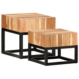 NNEVL Side Tables 2 pcs Solid Acacia Wood