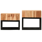 NNEVL Side Tables 2 pcs Solid Acacia Wood