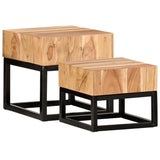 NNEVL Side Tables 2 pcs Solid Acacia Wood