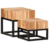 NNEVL Side Tables 2 pcs Solid Acacia Wood