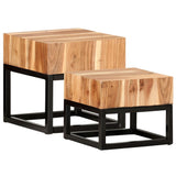 NNEVL Side Tables 2 pcs Solid Acacia Wood