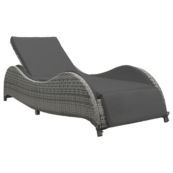 NNEVL Sun Lounger with Cushion Poly Rattan Anthracite