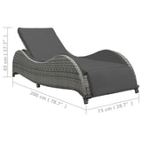 NNEVL Sun Lounger with Cushion Poly Rattan Anthracite