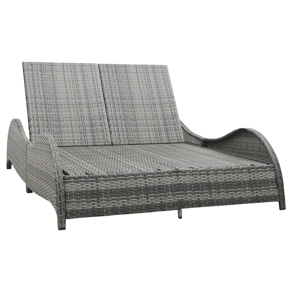 NNEVL Double Sun Lounger with Cushion Poly Rattan Anthracite