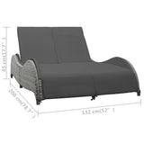NNEVL Double Sun Lounger with Cushion Poly Rattan Anthracite