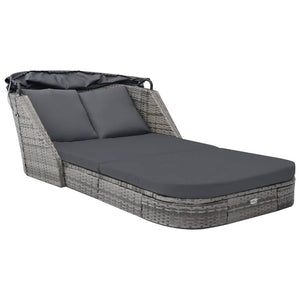 NNEVL Sun Lounger with Canopy Poly Rattan Anthracite