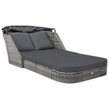 NNEVL Sun Lounger with Canopy Poly Rattan Anthracite