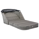 NNEVL Sun Lounger with Canopy Poly Rattan Anthracite