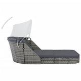 NNEVL Sun Lounger with Canopy Poly Rattan Anthracite