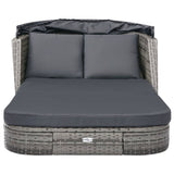 NNEVL Sun Lounger with Canopy Poly Rattan Anthracite
