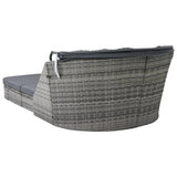 NNEVL Sun Lounger with Canopy Poly Rattan Anthracite