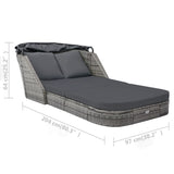 NNEVL Sun Lounger with Canopy Poly Rattan Anthracite