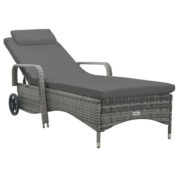 NNEVL Sun Lounger with Wheels Poly Rattan Anthracite