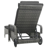 NNEVL Sun Lounger with Wheels Poly Rattan Anthracite