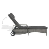 NNEVL Sun Lounger with Wheels Poly Rattan Anthracite