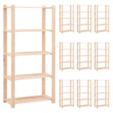 NNEVL 5-Tier Storage Racks 10 pcs 80x38x170 cm Solid Wood Pine 250 kg