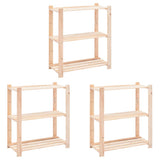 NNEVL 3-Tier Storage Racks 3 pcs 80x38x90 cm Solid Wood Pine 150 kg