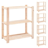 NNEVL 3-Tier Storage Racks 5 pcs 80x38x90 cm Solid Wood Pine 150 kg