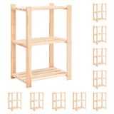 NNEVL 3-Tier Storage Racks 10 pcs 60x38x90 cm Solid Wood Pine 150 kg