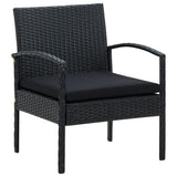 NNEVL Garden Chair with Cushion Poly Rattan Black