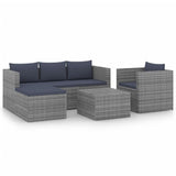 NNEVL 4 Piece Garden Lounge Set Poly Rattan Grey and Anthracite