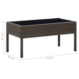 NNEVL Garden Table Brown 75x40x37 cm Poly Rattan