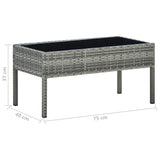 NNEVL Garden Table Grey 75x40x37 cm Poly Rattan