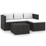 NNEVL 3 Piece Garden Lounge Set Poly Rattan Black and White