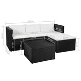 NNEVL 3 Piece Garden Lounge Set Poly Rattan Black and White