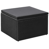NNEVL 3 Piece Garden Lounge Set Poly Rattan Black and Grey