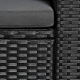 NNEVL 3 Piece Garden Lounge Set Poly Rattan Black and Grey