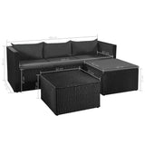 NNEVL 3 Piece Garden Lounge Set Poly Rattan Black and Grey