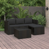 NNEVL 3 Piece Garden Lounge Set Poly Rattan Black and Grey